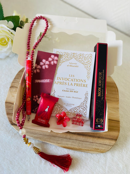 Box Tawakkul rouge et blanc avec tous ses produits et accessoires – Creation by Lyna